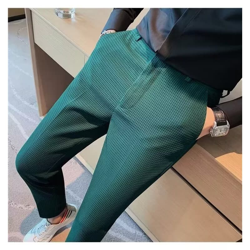 Men's Casual Dress Pants Spring Autumn Business Suit Pants Wrinkle-Free Waffle Weave Suit Pants Men's Summer Business Dress Pants