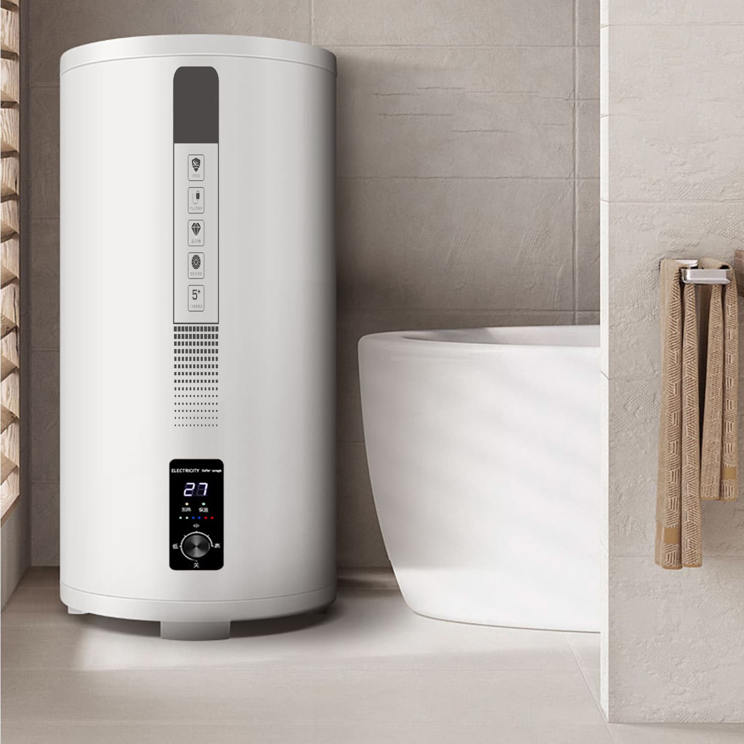 Free shipping floor-standing electric water heater, no-drill wall-mounted household storage rapid-heating cylindrical with remote control 40 to 100L