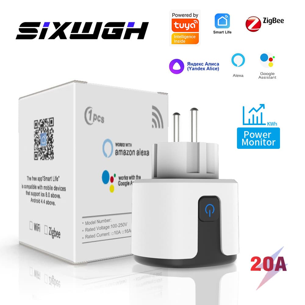 Smart Zigbee Socket with Energy Metering Relay Function Compatible with European Regulations Graffiti App for Power Outlet