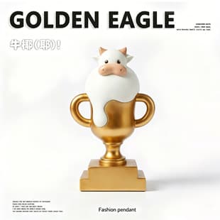 Creative Funny Trophy Cartoon Cow Cup Creative Business Gift Company Outstanding Employee Ornament Souvenir