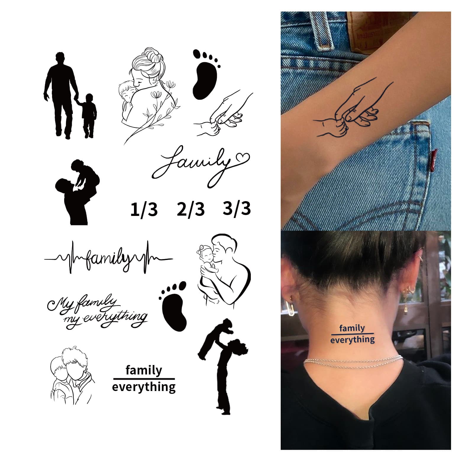 Family Series Herbal Tattoo Stickers Numbers Letters Semi-Permanent Waterproof Non-Reflective Disposable Tattoo Decals