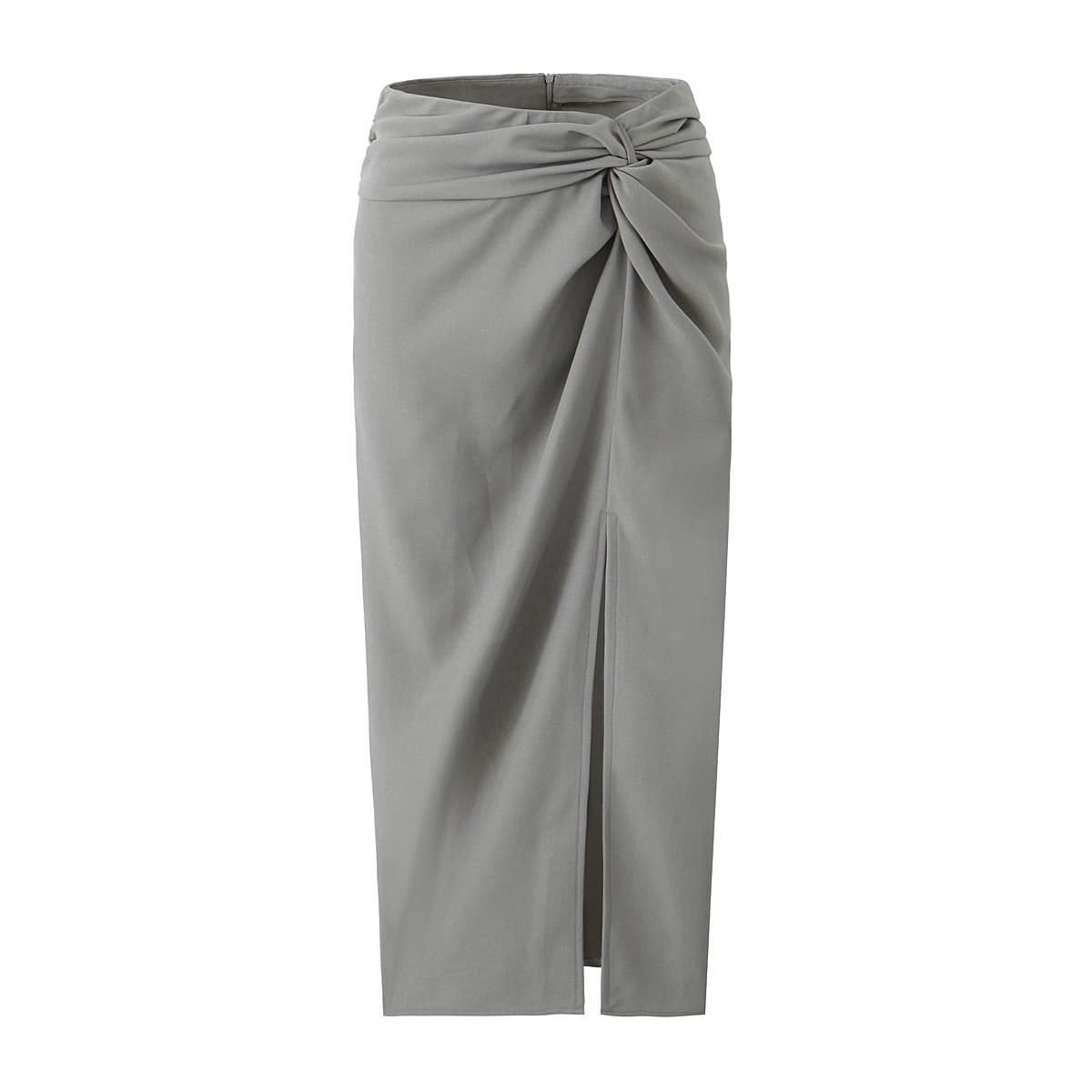 European and American Cross-border Women's Summer New Arrival Elegant Commuter Style High-Waist Mid-Length Casual Twisted Slit Skirt