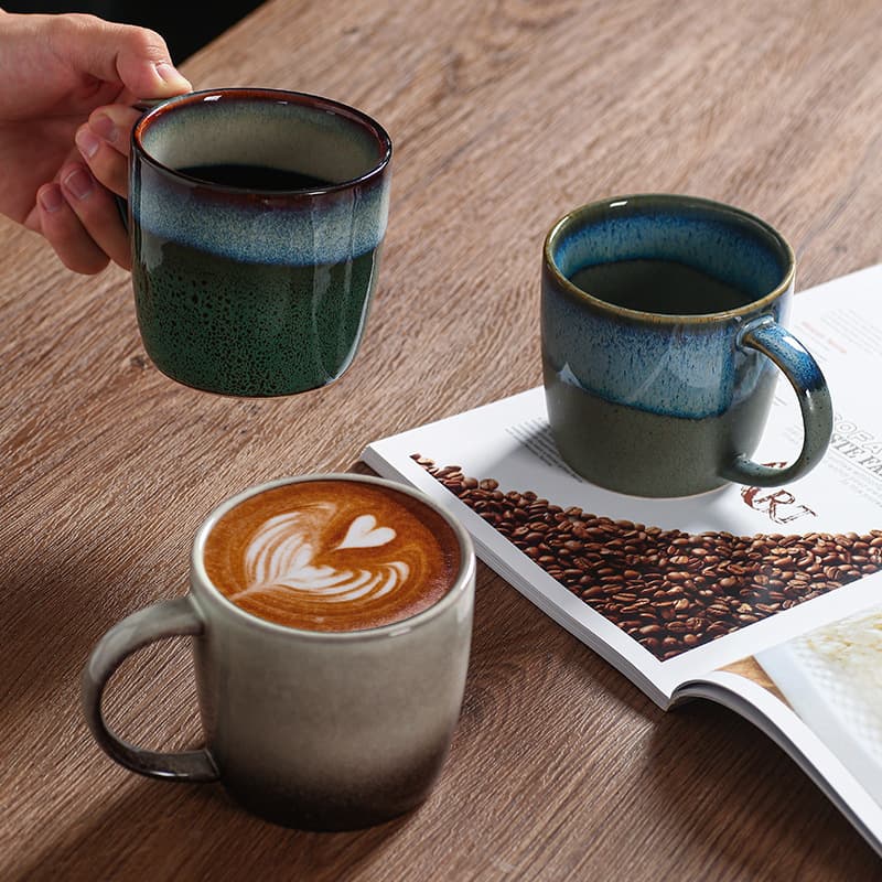 Retro Creative Ceramic Coffee Mug Simple Breakfast Milk Oatmeal Cup Water Tea Cup Home Use Mark Cup with Handle for Office