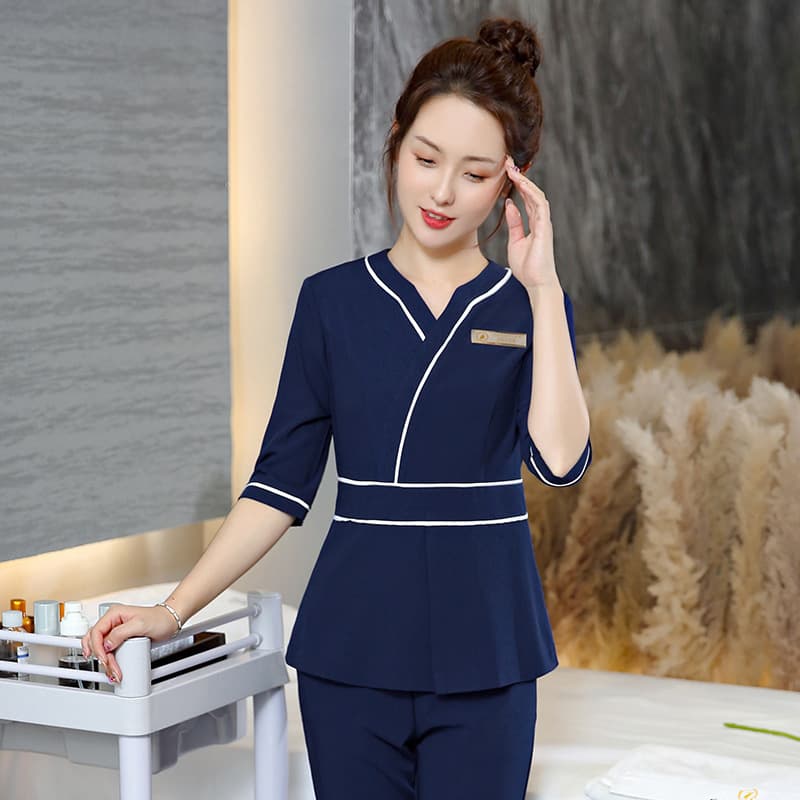 Beauty salon work uniform, beautician/technician elegant suit, health club foot massage trousers workwear 22007
