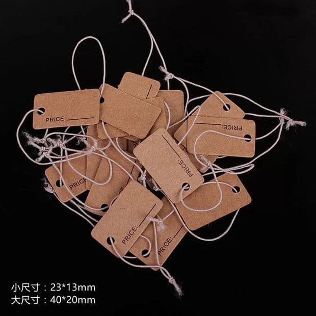 Kraft Paper Label Tags with Ropes, Handwritten Blank Price Tags, Thickened Packaging Card Set, 100 Pieces with Free Shipping