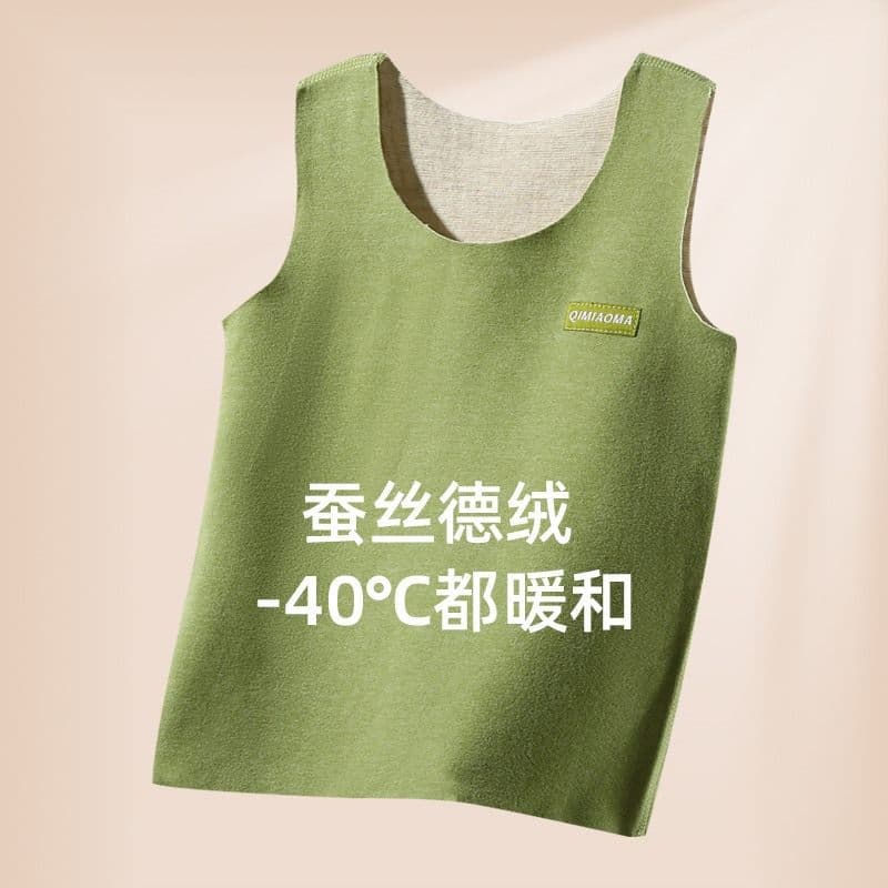 Children's velvet seamless vest, warm and bottoming, belly protection baby vest, girls and boys, autumn and winter underwear
