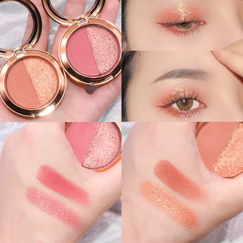 Factory Drop Shipping Dual-Color Shimmer Eyeshadow Matte Earth Tone Pumpkin Orange Base Gold Glitter Eyeshadow Palette Student Cosmetics