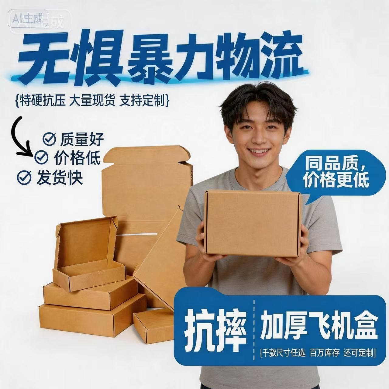 T1-T6 aircraft box three-layer carton extra hard E corrugated clothing accessories box accessories express online shopping Fujian Guangdong