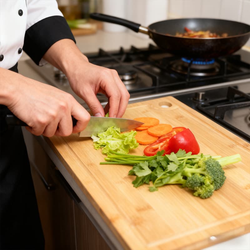 Household Thick Bamboo Cutting Board, Multi-functional Kitchen Rolling Pin Chopping Board with Hanging Hole, Dormitory Cutting Board for Cross-border Sales