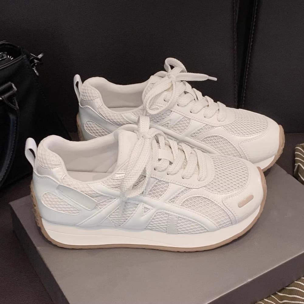 Yellow Agande Training Shoes Women 2026 New Style Versatile Inner Heightening Mesh Breathable Non-Stuffy Sports Casual Shoes