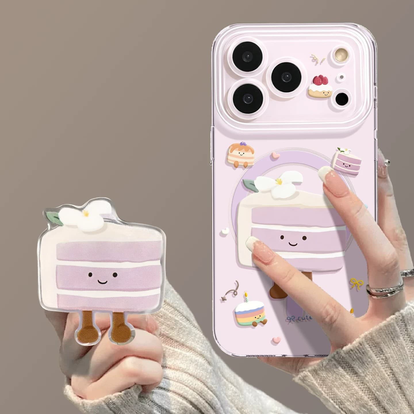 Magnetic Phone Case with Stand Compatible with iPhone 17 Pro Max, Taro Cake Design for iPhone 16 Pro Max, Apple 15 New Model 14 Set