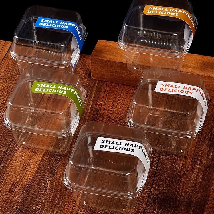 Square Wood Bran Cup Dessert Box Lasagna Cake Box Soybean Milk Packaging Transparent High-grade West Point Fruit Fishing Packaging Box