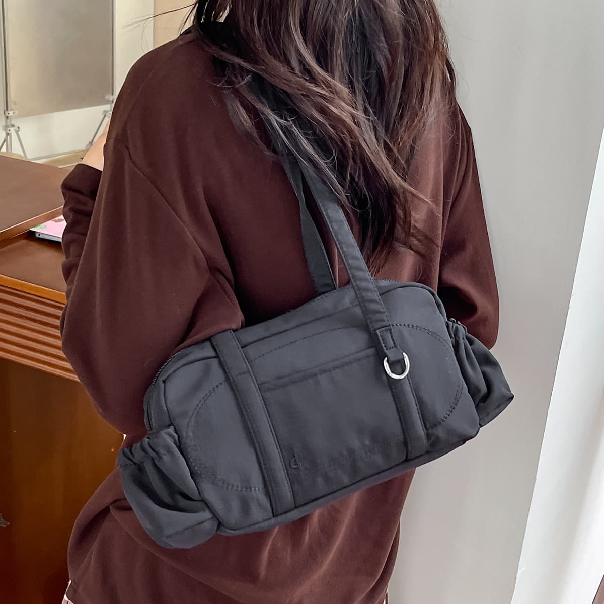 Cross-border nylon lightweight large-capacity casual Korean baguette bag simple casual armpit bag short-distance travel bag