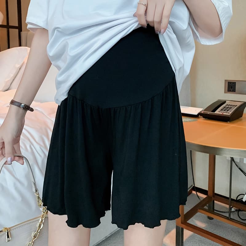 Maternity Wear Real Shot Modal Maternity Shorts Outer Wear Thin Summer Loose Ruffle Wide Leg Maternity Pants