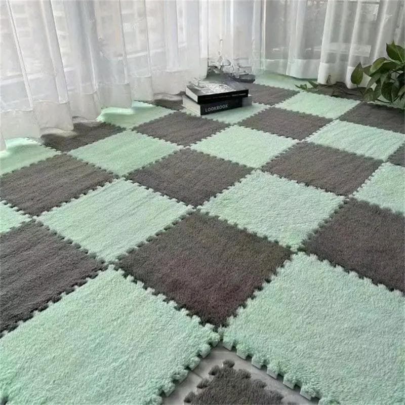Living room and bedroom full carpet suede splicing floor mat thickened sound insulation mat home puzzle plush carpet mat