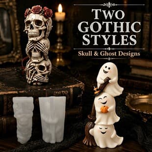 Skull Stack Triple Ghost Silicone Mold Halloween Scented Candle Resin DIY Decoration Casting Mold