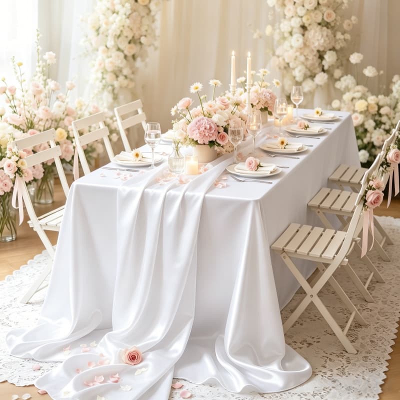 Luxury Tablecloth for Dining Table, High-End Matte Satin Fabric, Conference Long Tablecloth Decorative Dust Cover