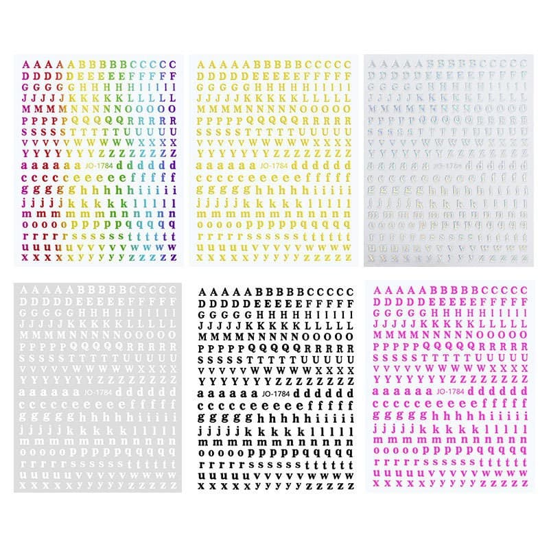 Cross-Border New Letter Manicure Laser Stickers 26 English Uppercase and Lowercase Letters 3D Stereo DIY Adhesive Nail Stickers