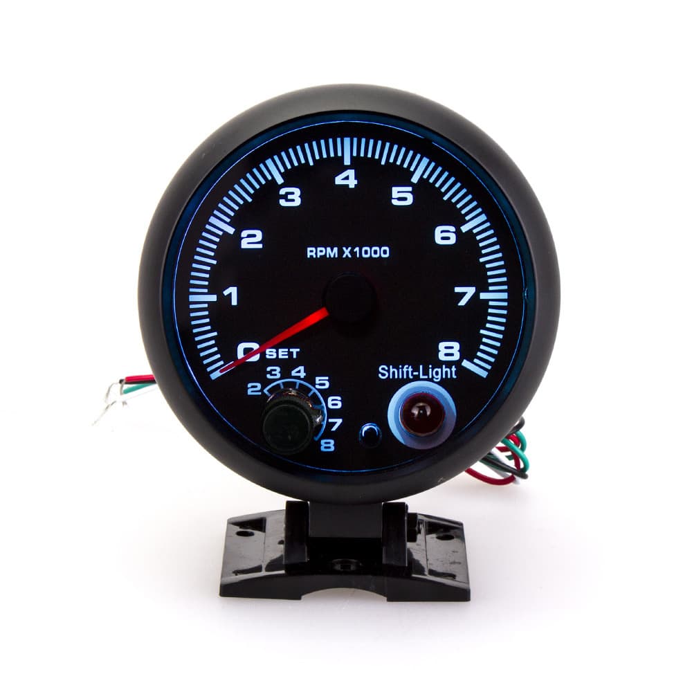 Cross-border hot-selling car modification black tachometer, universal car blue light tachometer 12V, modified car instrument panel