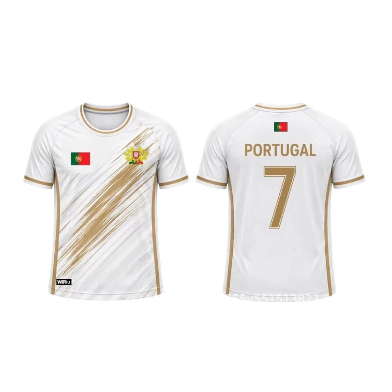 New Portugal Flag Football Jersey Outdoor Sports Training Breathable Football Short Sleeve T-Shirt Men's and Women's