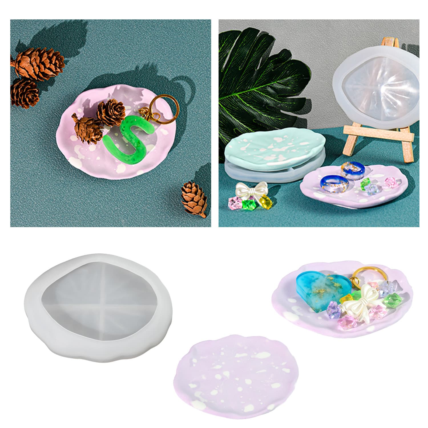 Proud DIY Lotus Leaf Plate Resin Mold Fruit Tray Coaster Silicone Mold Storage Decoration Cross-border