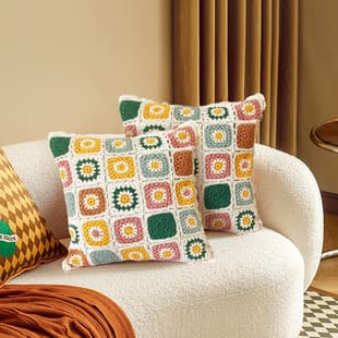 Colorful Hollow Crochet Throw Pillow, Home Sofa Cushion, Bed Headrest Pillow Cover, Ins Style Crochet Pillow