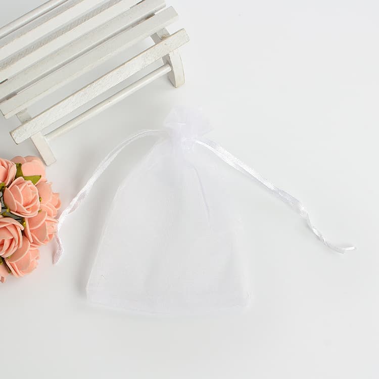 High-density organza bags, jewelry bags, gift drawstring bags, transparent white candy packaging yarn
