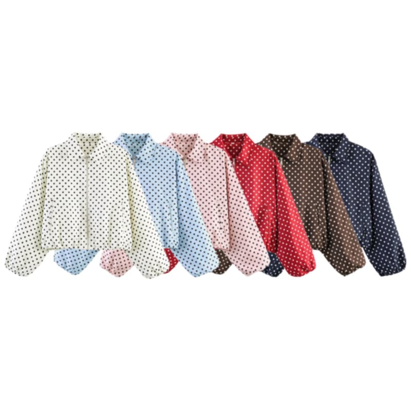 UNIZERA Women's 2026 Summer New Arrival European and American Style Fashion Versatile Polka Dot Puff Sleeve Zipper Jacket