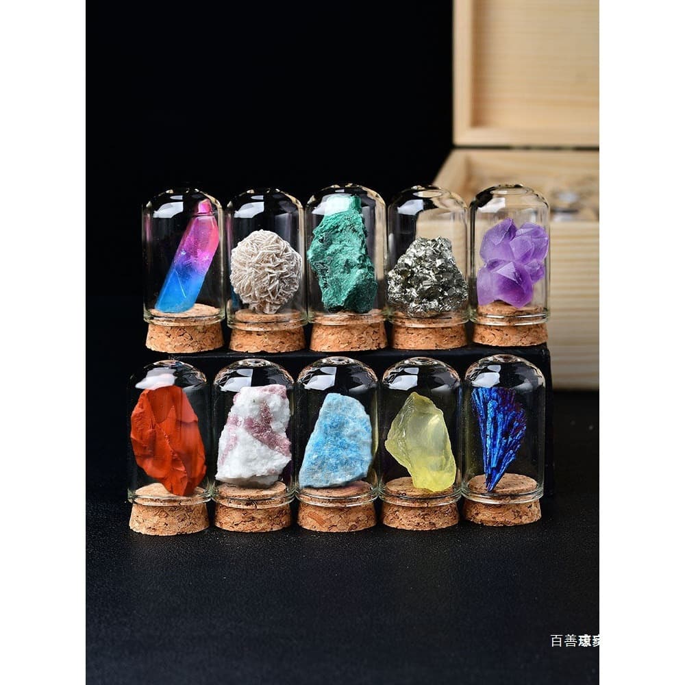 Natural crystal rough stone set gift box ore specimen collection ornaments colorful gemstone children's science teaching gift