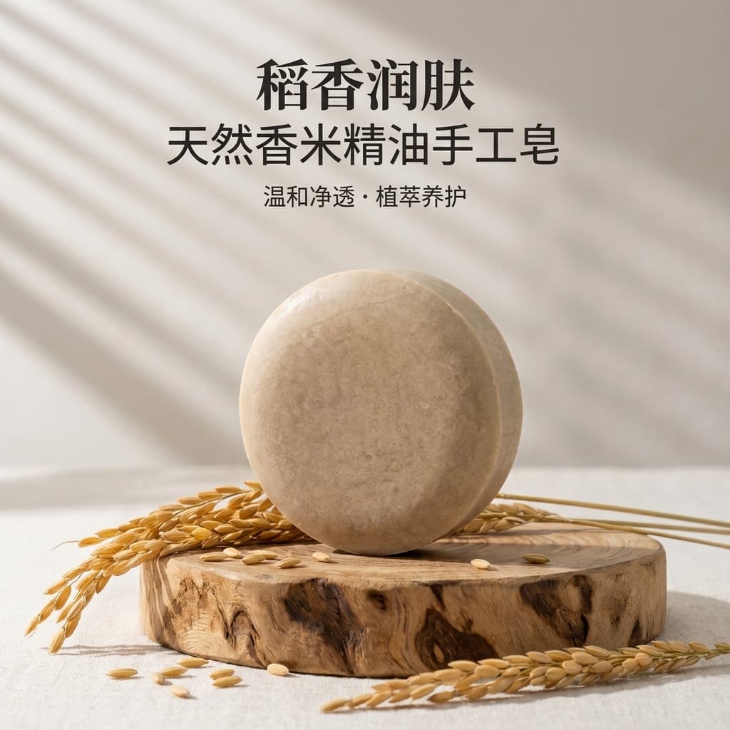 Fragrant Rice Essential Oil Soap, Pure Natural Handmade, Gentle Moisturizing Skin Care for Face and Hair, Source Factory OEM