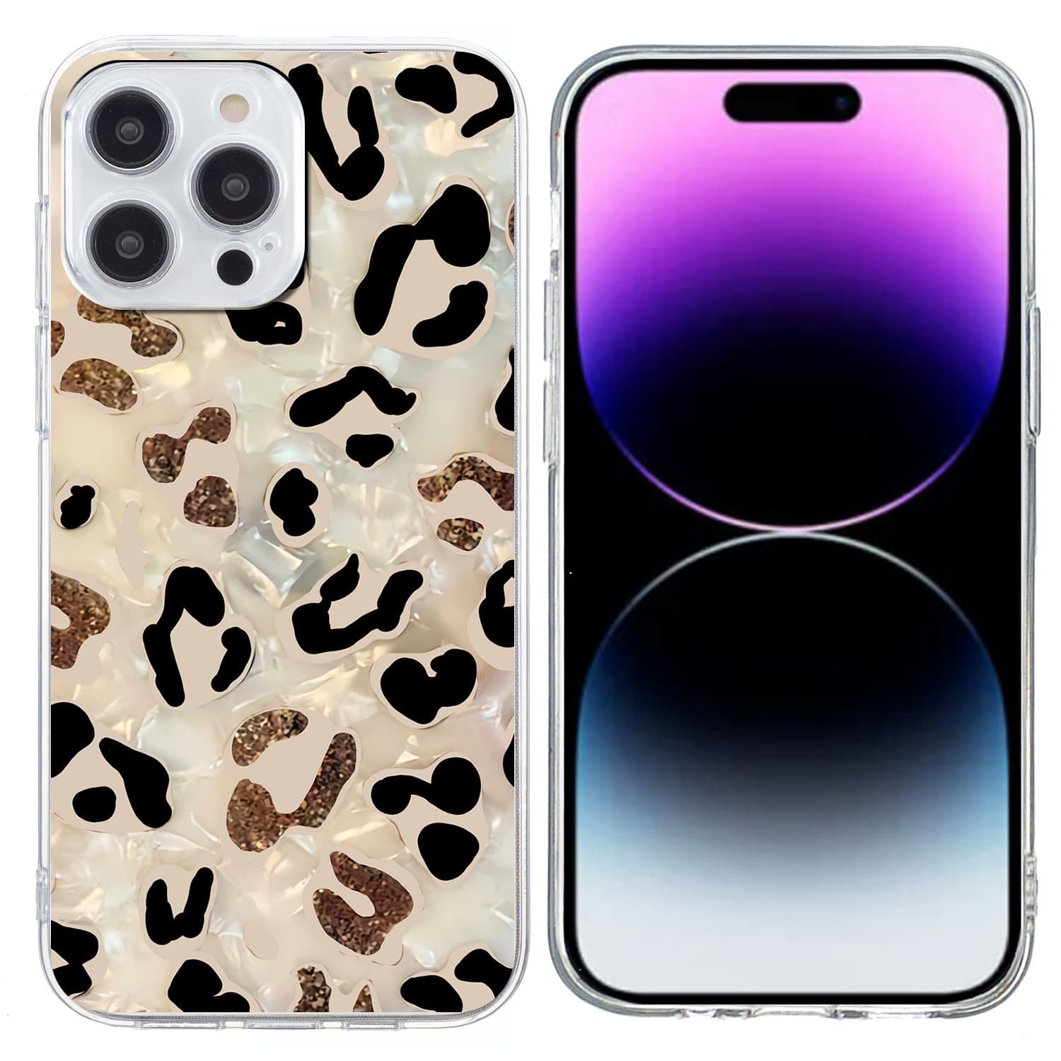 Suitable for iPhone16E mobile phone case Samsung S25 cartoon painted TPU mobile phone case 15Pro leopard print all-inclusive soft shell