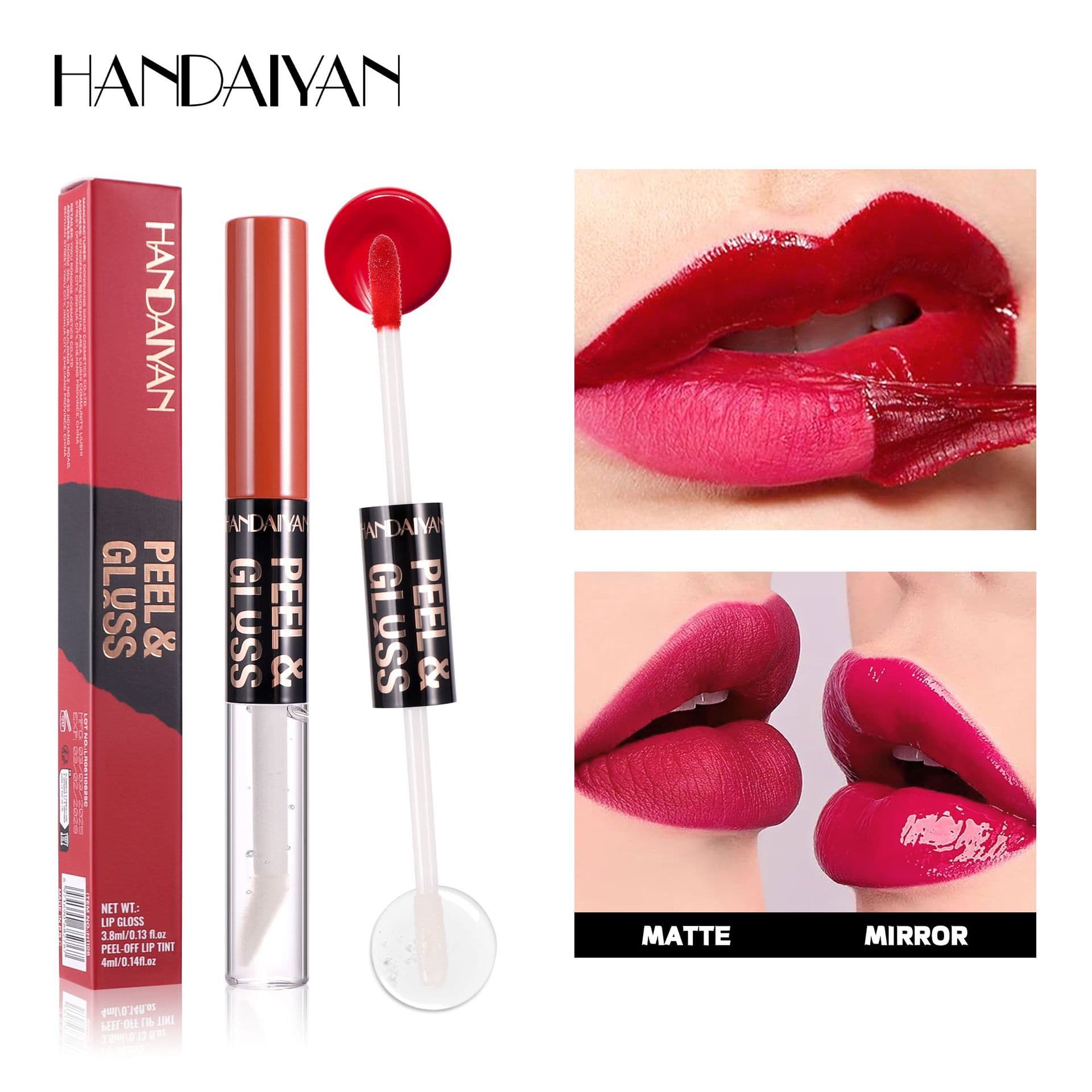 Cross-border Peel-off Lip Gloss Matte Non-stick Waterproof Lip Gloss Lip Tint HANDAIYAN Moisturizing Double-ended Peel-off Lip Gloss