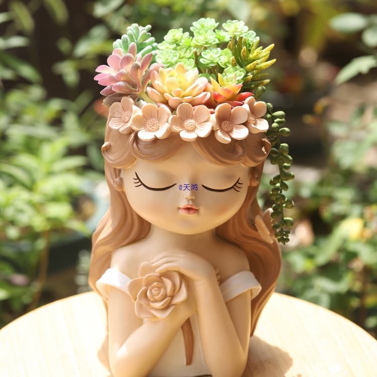 Fairy Tale Princess Flower Pot, Large Luxury Style Beauty Head Portrait, Creative Large Diameter Succulent Pot