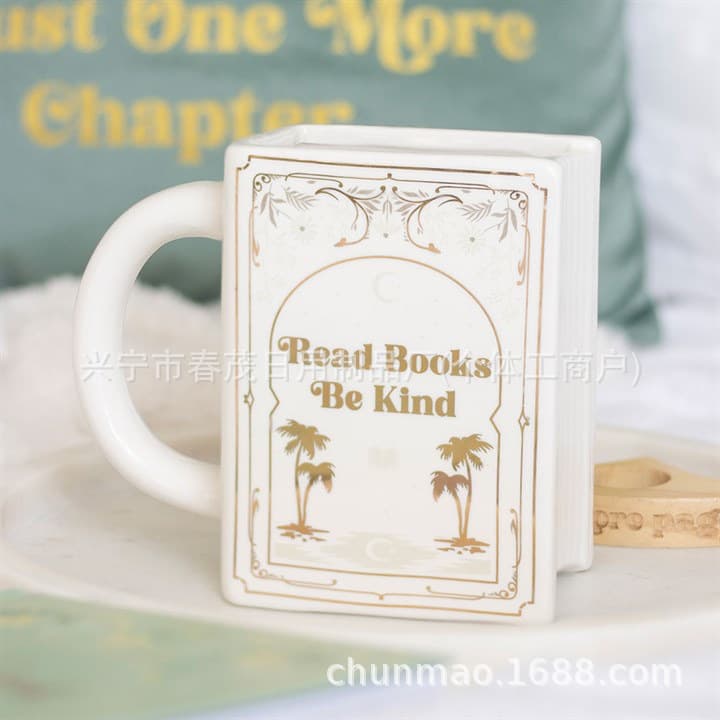 Ceramic Book-Shaped Mug with Handle, Book Design Ceramic Mug, Coffee Cup