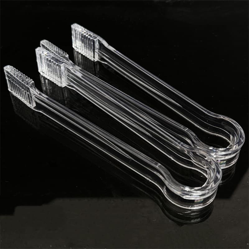 Factory Direct Plastic Transparent Ice Tongs with Teeth for Buffet, KTV, Bar, and Self-Service BBQ Food