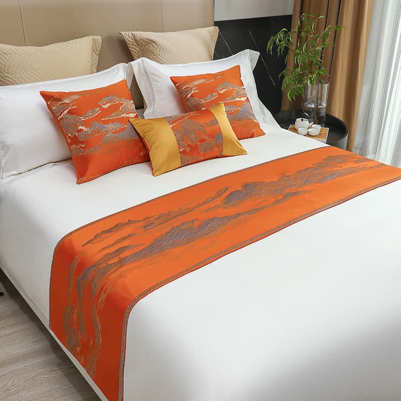 Bed scarf bed runner high-density landscape minimalist Chinese style throw blanket new model supports mixed batch direct sales foreign trade dropshipping