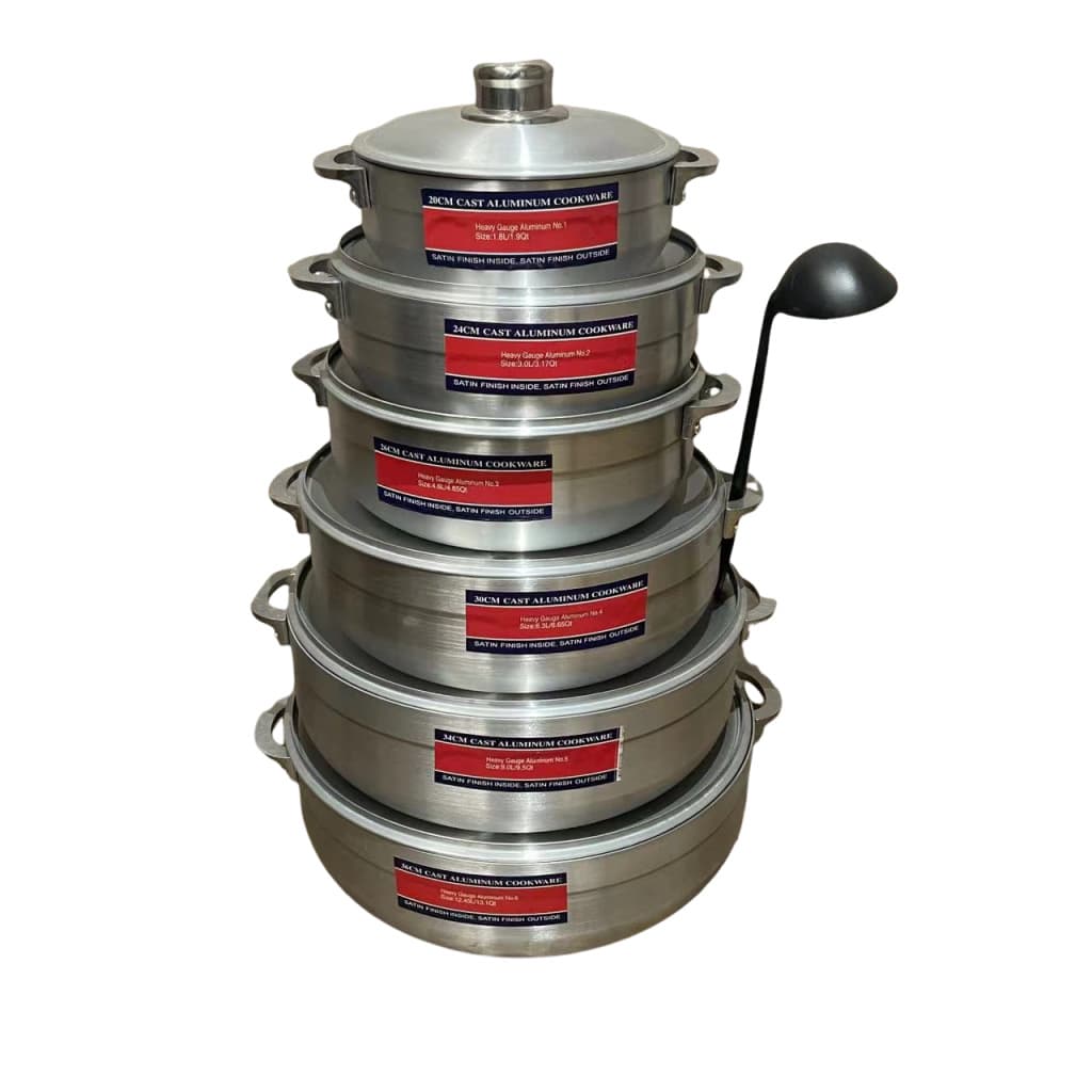 12pcs Aluminum Cookware Set 6-Pot Aluminium Cooking Soup Pot