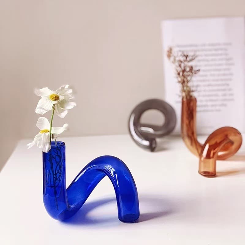 Multi-color Glass Vase Transparent Vase for Hydroponics Floral Decoration Geometric Shape Vase