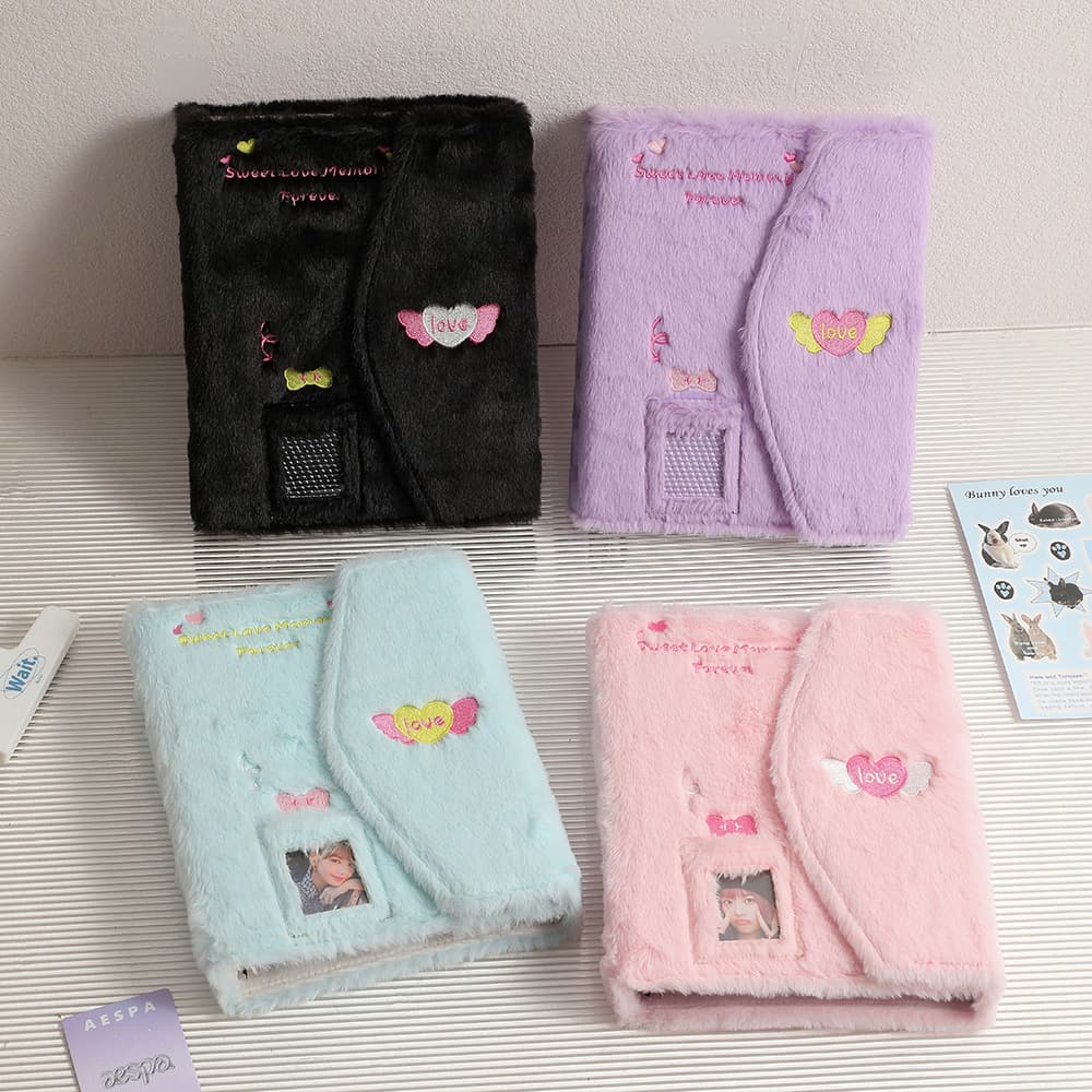 Ins Style Embroidery Plush Photo Album Mini Card Storage Book Star Idol Album Card Collection Book Compact Size Easy Carry