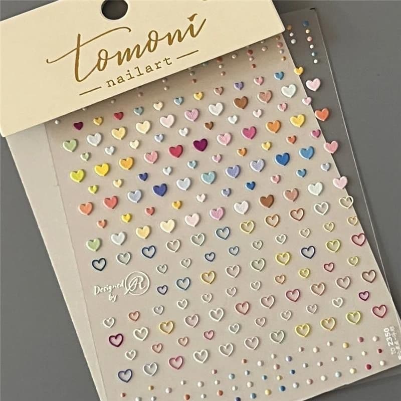 Macaron Love Star Nail Art Sticker Embossed 3D Japanese Cute Girly Adhesive Nail Sticker Small Pattern
