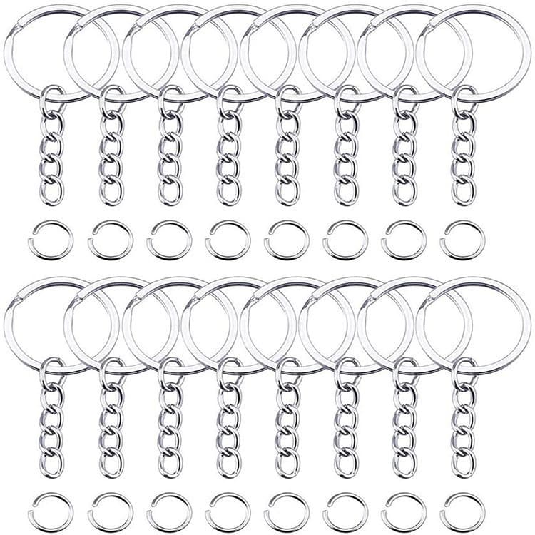 Cross-border DIY Jewelry Accessories Key Ring with Extension Chain, Open Ring Single Loop Keychain Bag Charm Clasp