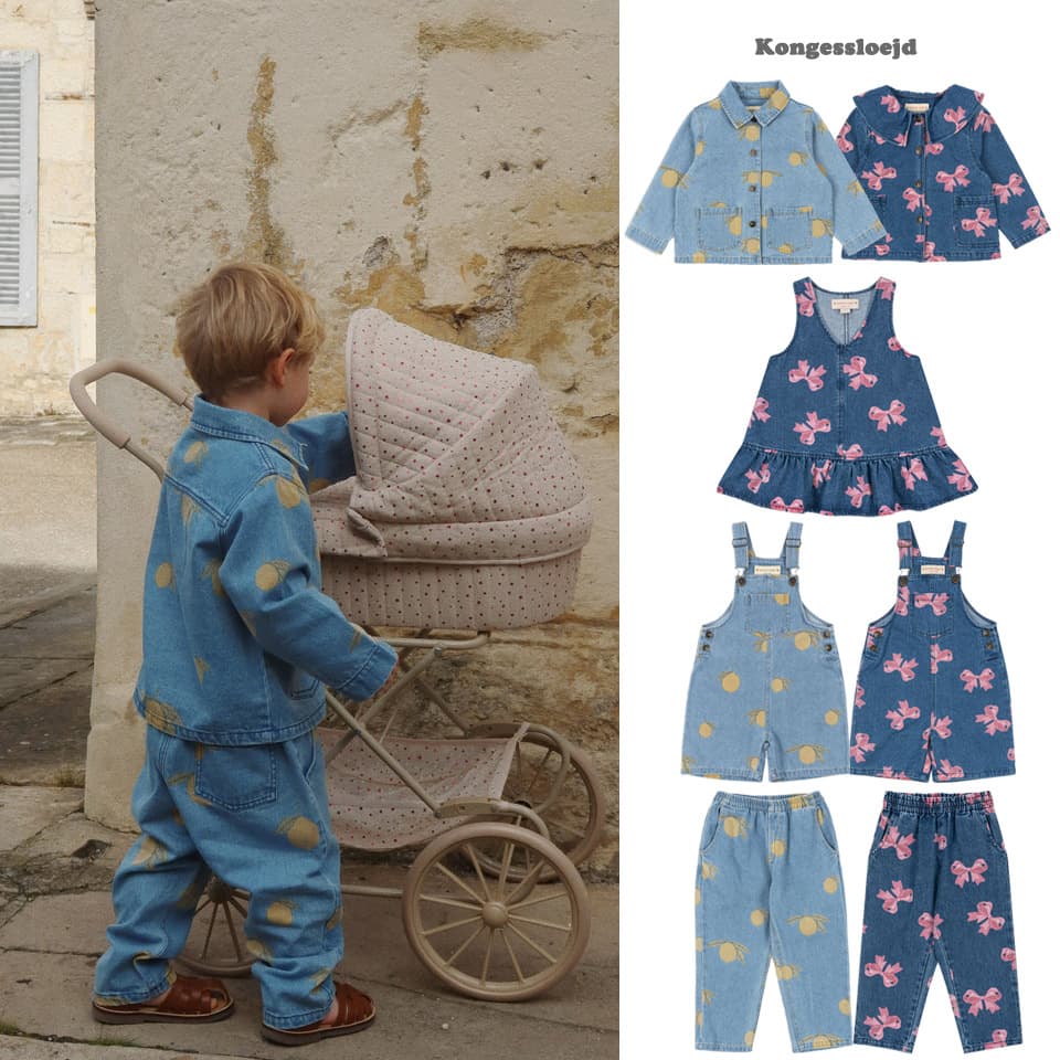 In stock: 2025 Spring/Summer New Style KS Children's Lemon Denim Jacket, Overalls, Shorts, Bow Vest Dress, Pants