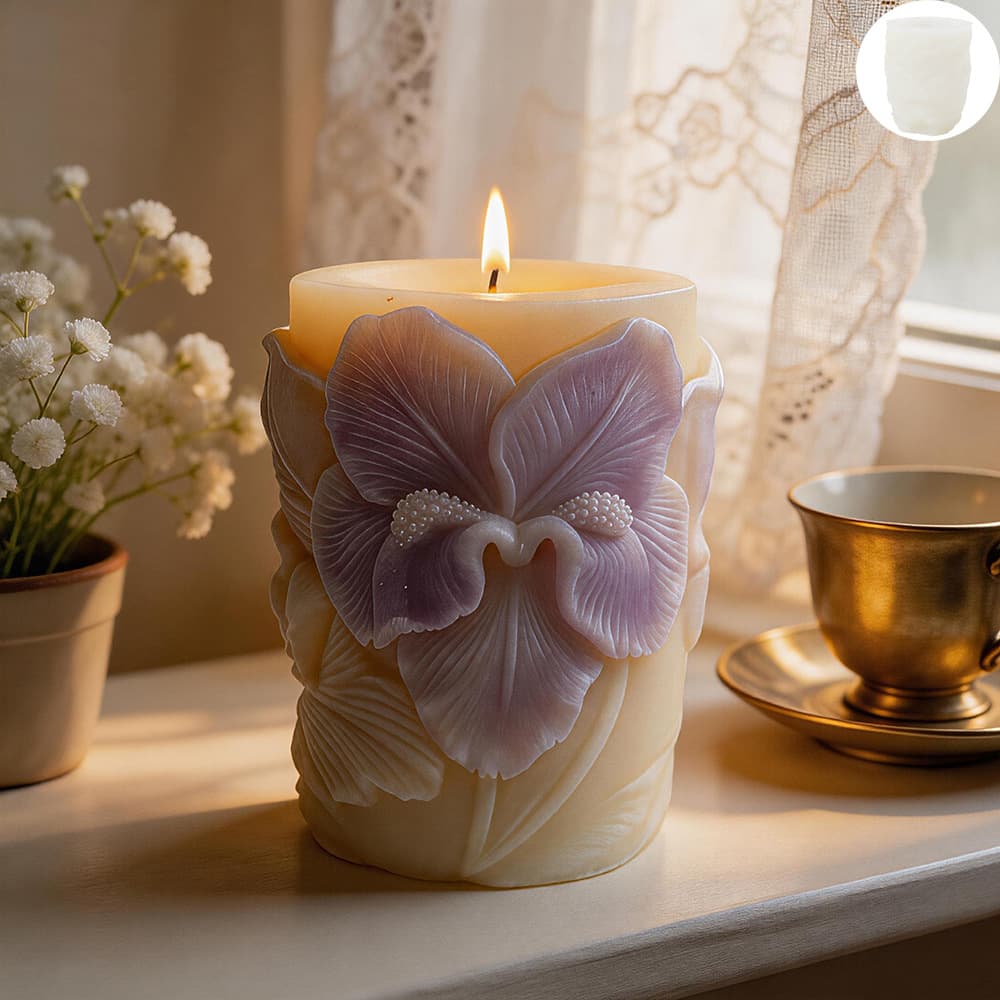 Quan Mingxiang 3D Relief Butterfly Orchid Scented Candle Mold Handmade Soy Wax Scented Ornament Silicone Mold