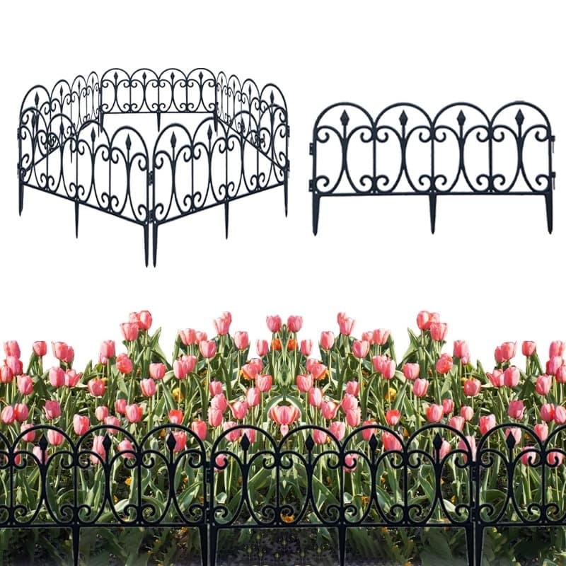 Manufacturer Plastic Fence Imitation Stone Garden Fence Black Decorative Fence Garden Decoration Landscape Plastic Fence Insert
