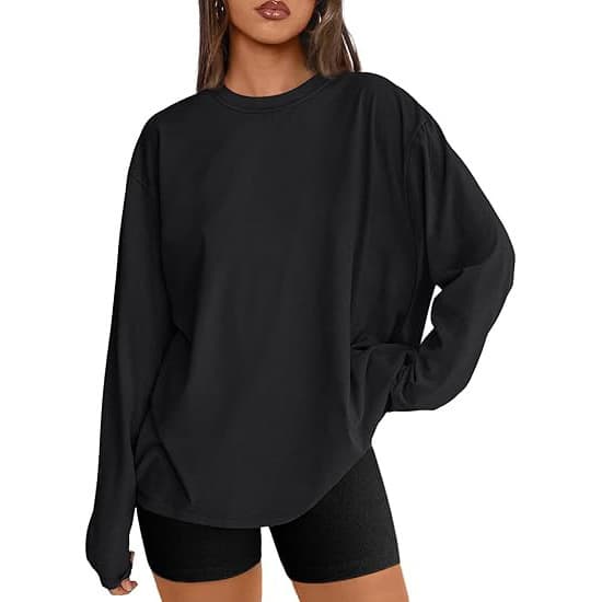 Cross-border Amazon European and American Women's Top Long Sleeve Inner Layering Loose Plus Size Round Neck Milk Silk T-shirt