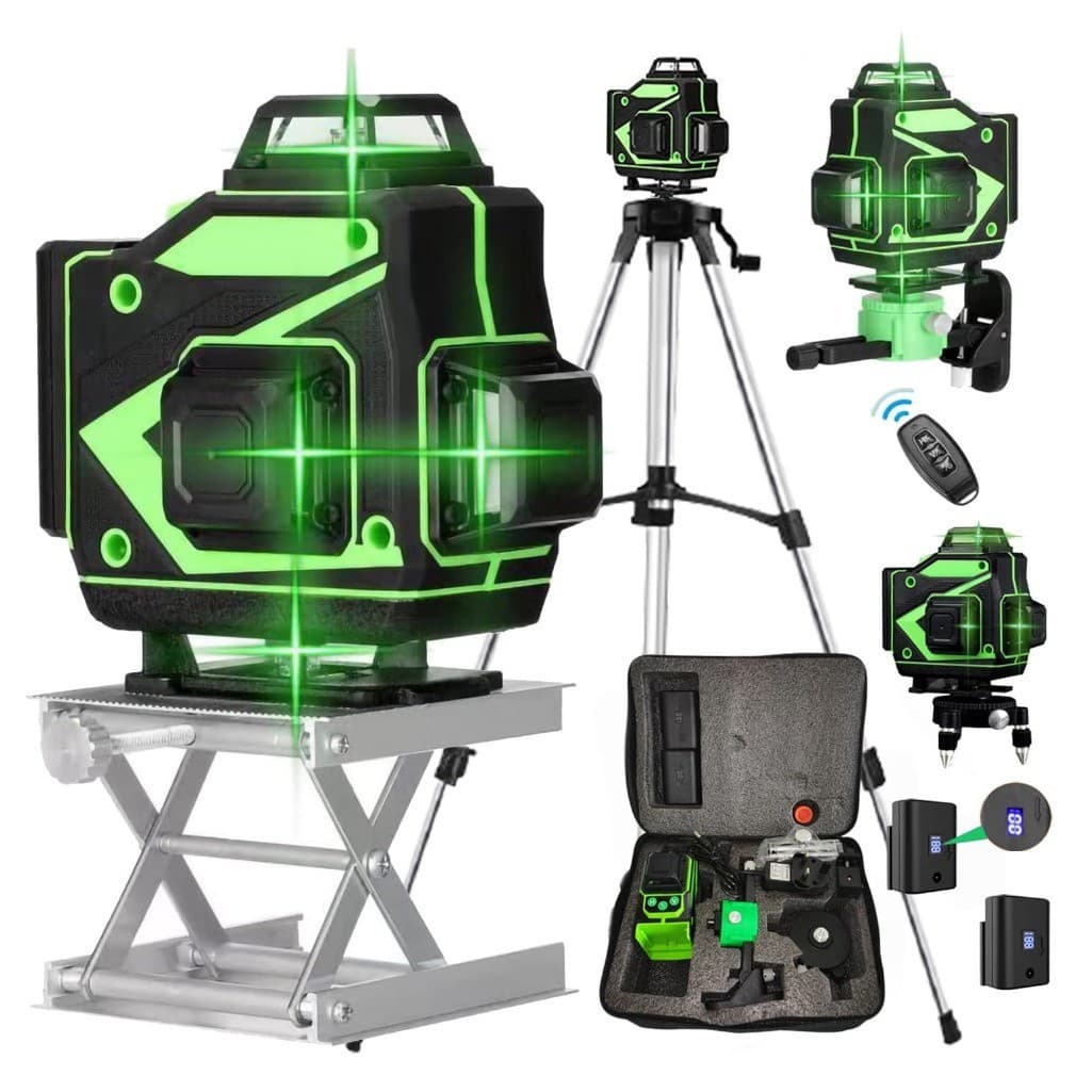 16-Line Green Beam Laser Level, Wall and Floor Mount, Outdoor High Brightness, High Precision Mini Laser Level