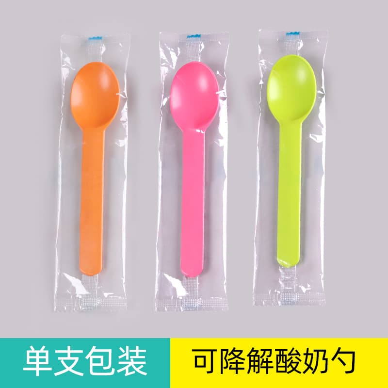 Disposable spoon ice cream spoon single package long handle ice cream yogurt spoon thickened corn starch spoon wholesale