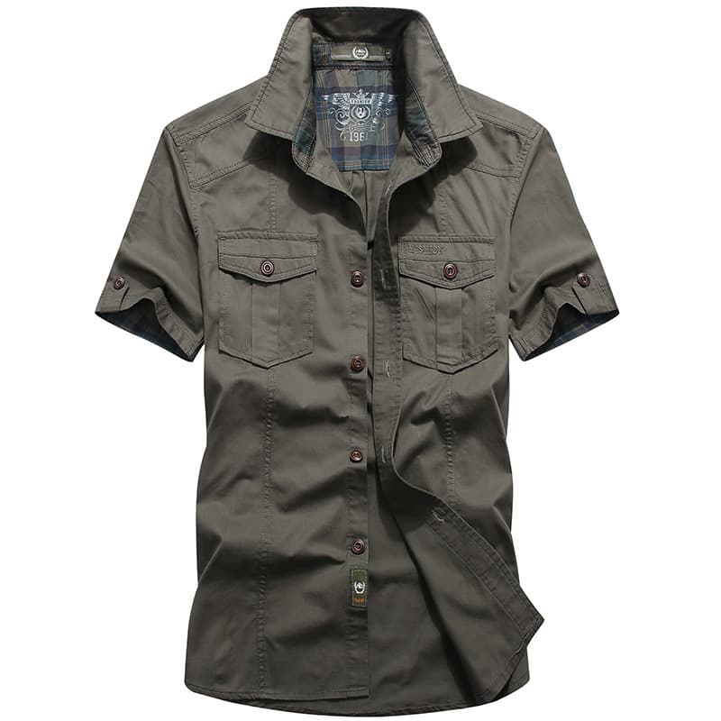 Summer Short Sleeve Shirt for Men 95% Cotton Solid Color Big Size Work Military Shirt Cross-border 1391