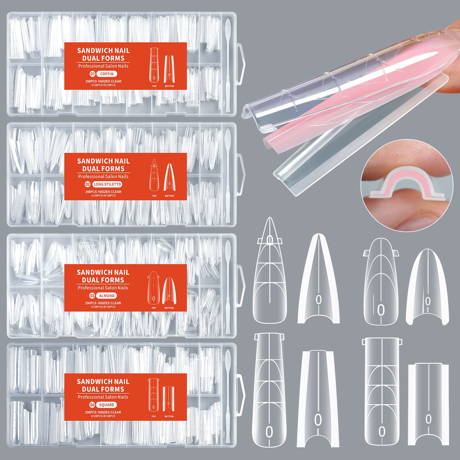 The popular manicure sandwich nail film quickly extends sandwich nail mold without paper support crystal light therapy without construction mold