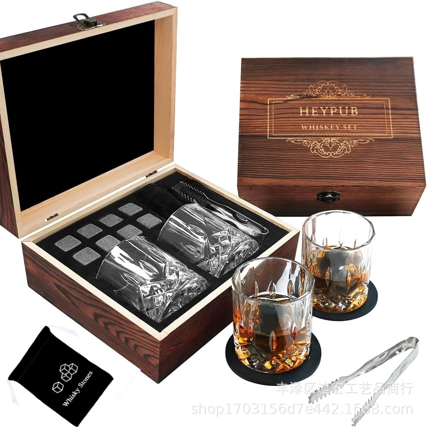 Whiskey Glass Set Whiskey Stone Reusable Men's Gift Set Anniversary Gift